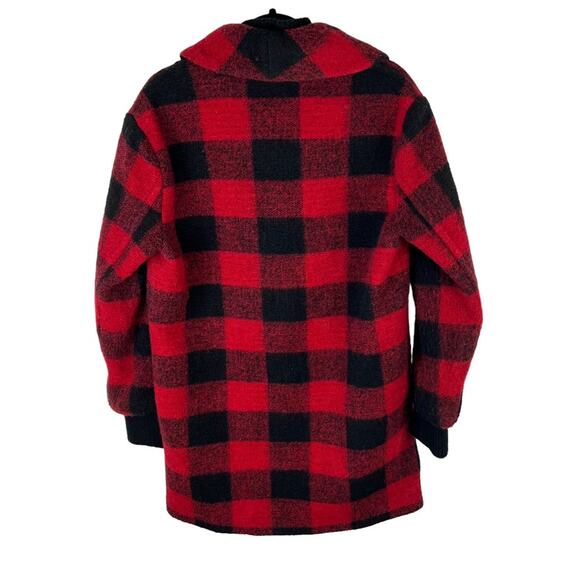 Saylor Buffalo Check Jacket Wool Blend Red & Black Plaid Coat sz M - Picture 2 of 13